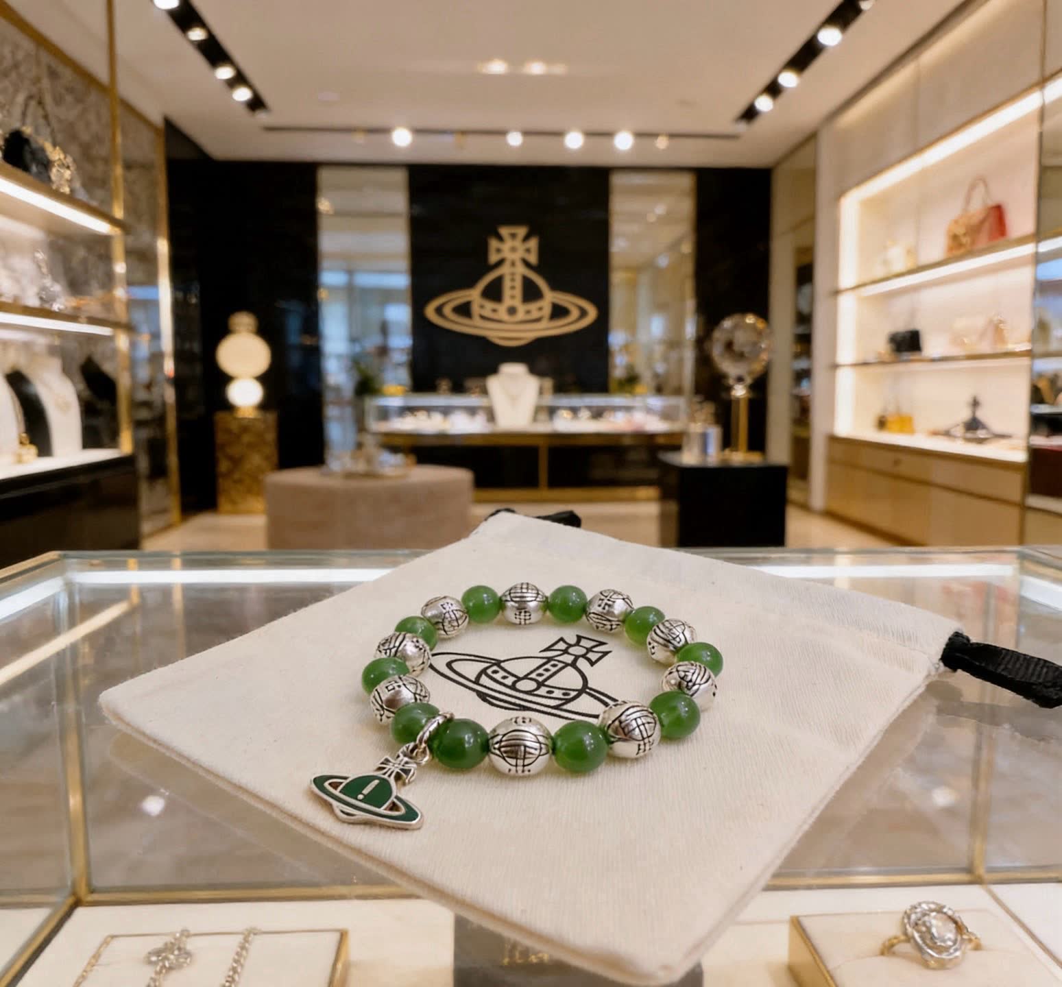 Vivienne Westwood Green Beaded Bracelet